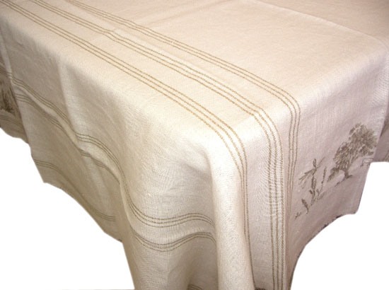 Linen Tablecloth with embroidery (RESTANQUE. ivory) - Click Image to Close